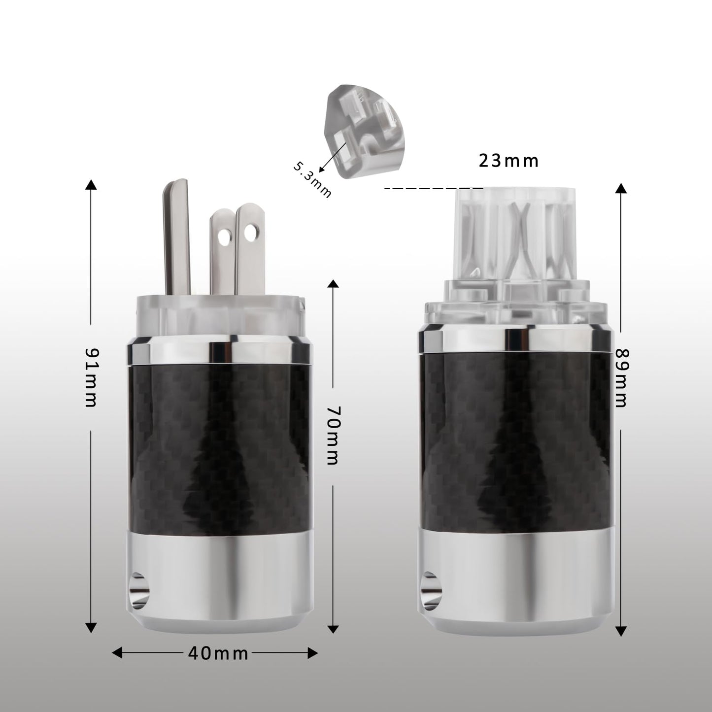 Monosaudio Audiophile Power Plug Black Carbon Fiber Transparent 10A/250V 15A/125V Audio Power Connector Brass IEC320 C13 Connector for DIY Audiophile