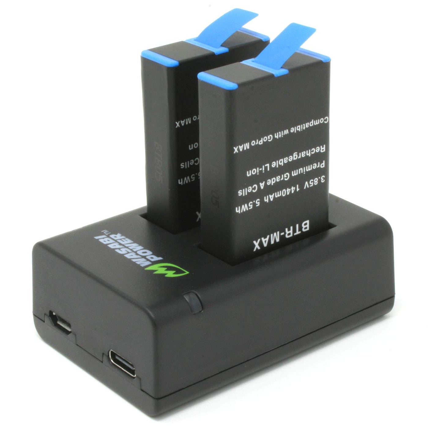 Wasabi Power Replacement for GoPro MAX Battery (2-Pack) and USB Charger Compatible with GoPro ACDBD-001, ACBAT-001 (Fully Compatible)