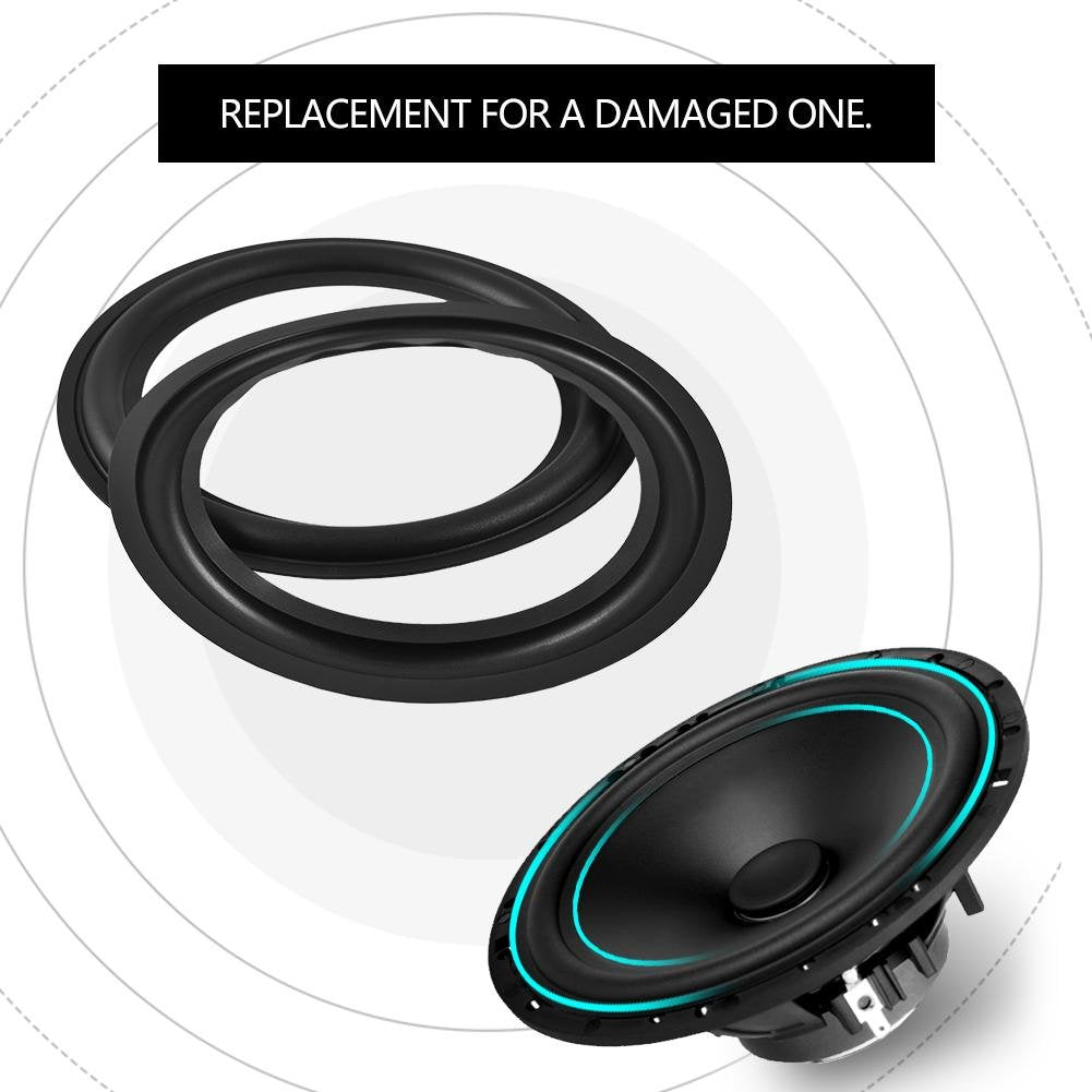Yoidesu 2pcs Black Color 8 inch Rubber Speaker Surround Rings Replacement Parts for Speaker Repair or DIY,Perforated Rubber Speaker Foam Subwoofer