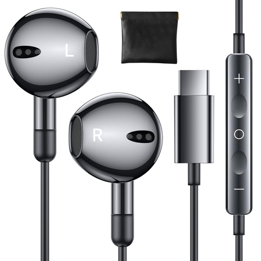 USB C Headphones for iPhone 17 Air 16e 15 Pro Max Plus for iPad Pro USBC Earphones with Microphone Volume Control USB-C Wired Earbuds USB Type C Head…