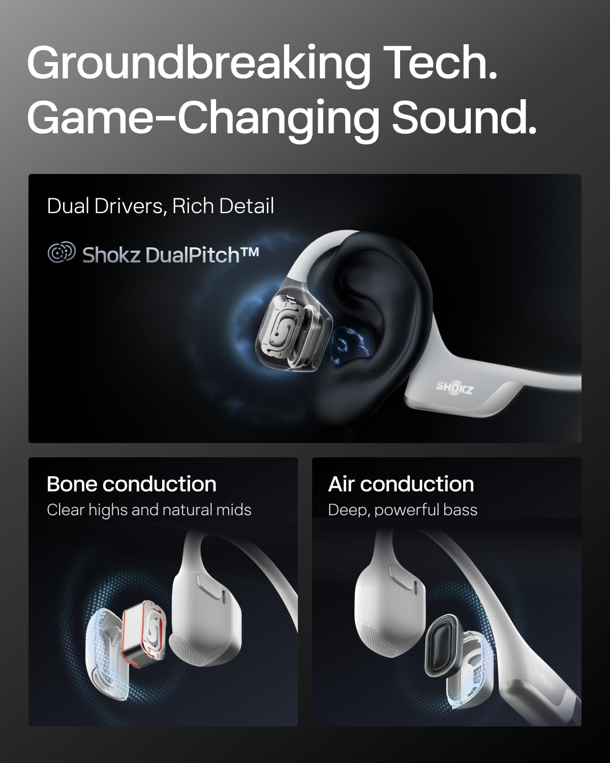 SHOKZ OpenRun Pro 2 Mini Bone Conduction Bluetooth Sport Headphones, Silver