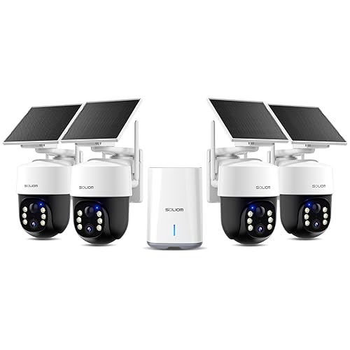 SOLIOM Security Cameras Wireless Outdoor,4K Ultra HD for Day and Night, No Subscription,Built in Radar,Solar Powered Cameras for Home Security, 360°