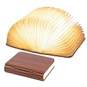 XIUDI 8 Colors Mini Folding Book Lamp,Portable Wooden Book Lights,Desk Light,Novelty LED Paper Lantern with USB Rechargeable Night Light,Unique Gifts
