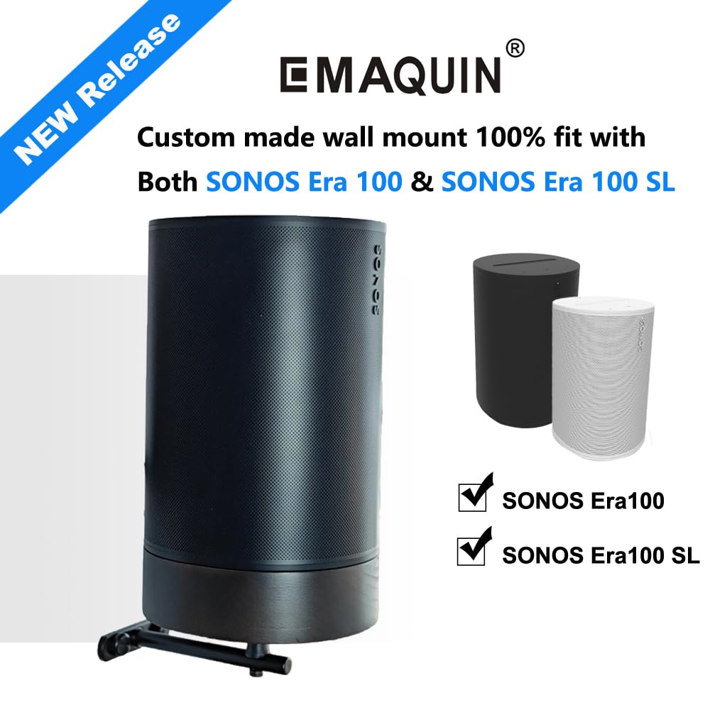 EMAQUIN Wall Mount Bracket for Sonos Era 100/Era 100 SL Speaker (Real Wood,Cable Management,Enduring Paint Finish,Compatible with Sonos Era 100/Era