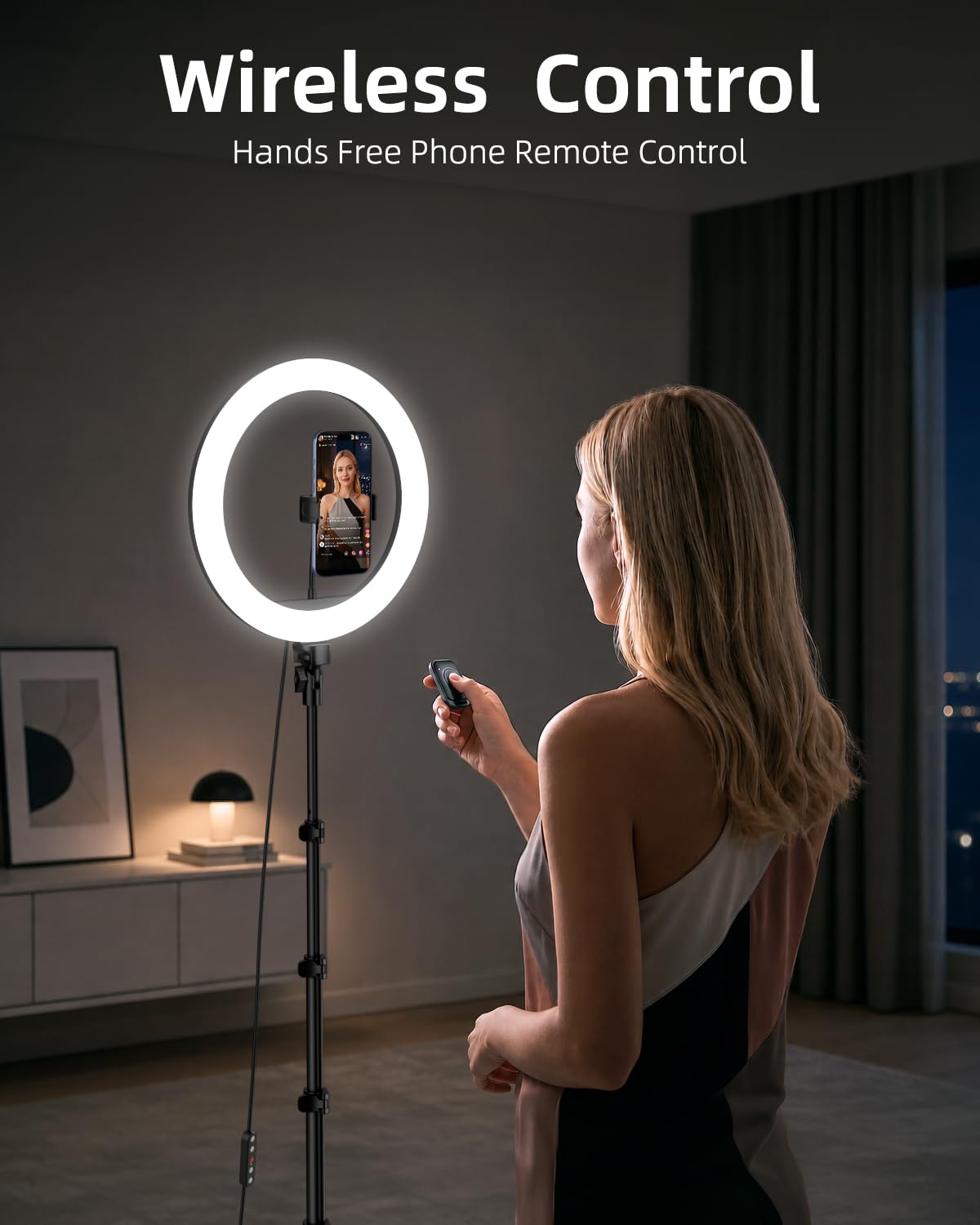 TODI 12" Ring Light with 63" extendable Tripod Stand, Selfie RingLight with Phone Holder and Selfie Remote, 2-in-1 Dimmable LED Ring Light for Makeup