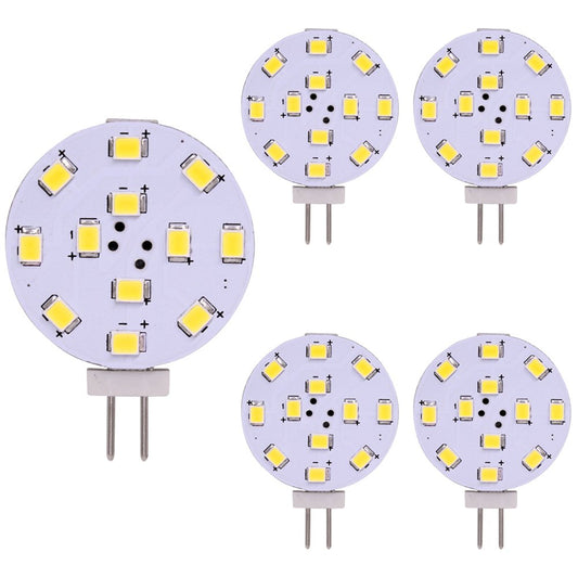 WeiXuan G4 LED Bulb, 35 Watt Equivalent, Bi-Pin LED Disc, JC Side Pin, 12V-24V AC/DC Low Volt, CRI>85, 350 Lumens, Pack 5 (Warm White)