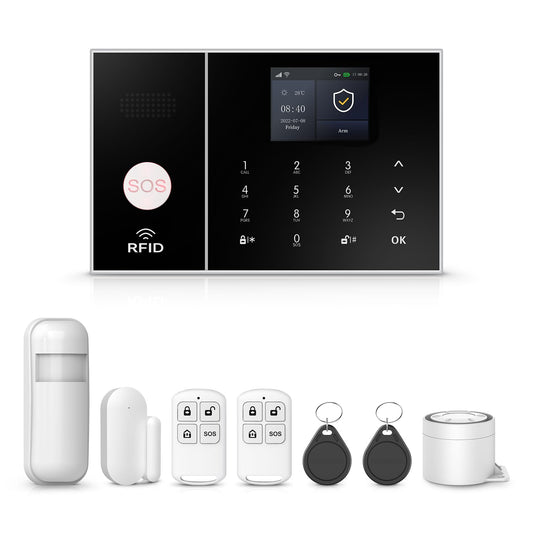 PGST Alarm System,Wireless Home Security Systems with Door Open Alarm Sensors,Motion Sensors,Loud Siren,Remote,Compatible with Alexa&Google