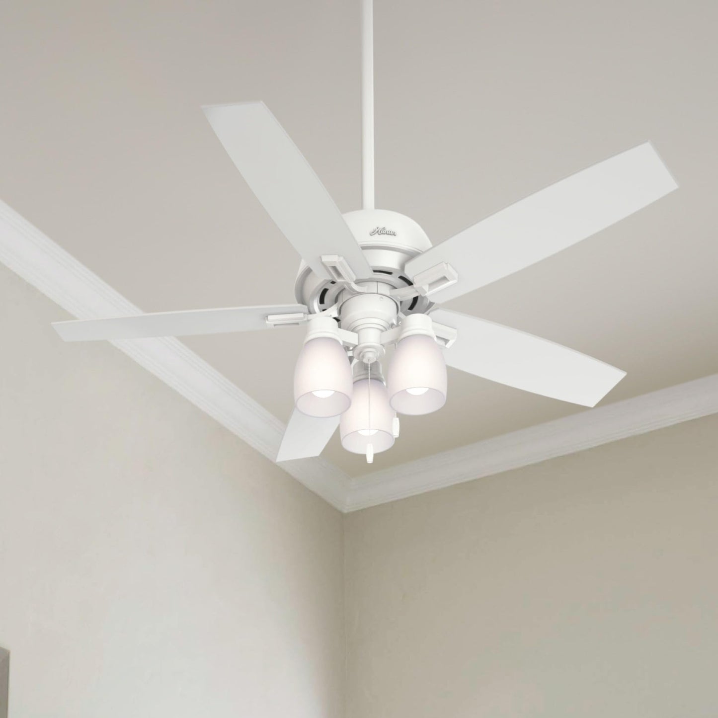 Hunter Fan 52 inch Fresh White Ceiling Fan with LED Light (Renewed)