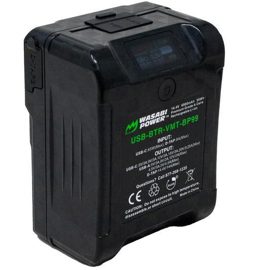 Wasabi Power V Mount/V Lock Mini Series Battery (99Wh, 14.4V, 6900mAh) Rechargeable Li-ion Battery for Broadcast Video Camcorder, Compatible with Sony