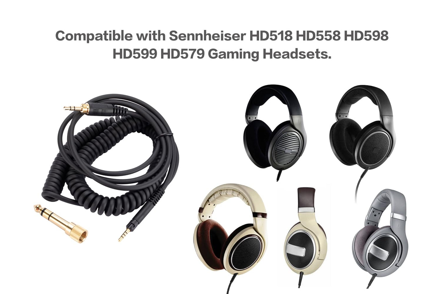 UNCLE LIGHT HD518 HD558 HD598 HD599 HD579 Replacement Audio Cable, Compatible with Sennheiser Headphones, 3.5mm (6.35mm) to 2.5mm Male Stereo Jack…