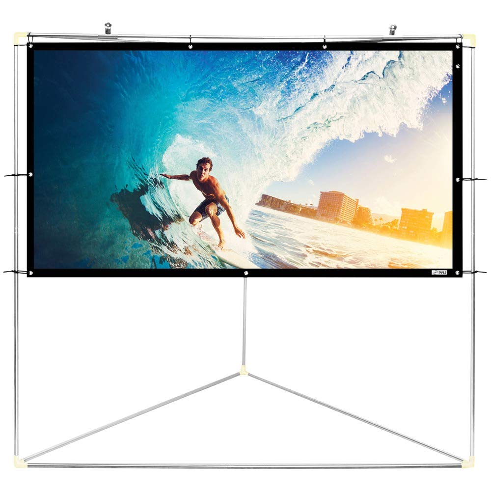 Pyle 72" Outdoor Portable Matt White Theater TV Projector Screen w/ Triangle Stand - 72 inch, 16:9, 1.15 Gain Full HD Projection for Movie / Cinema