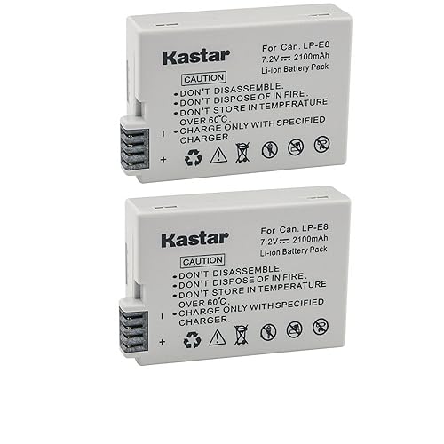 Kastar LPE8 Battery (2-Pack) Compatible with Canon LP-E8, LC-E8E, BG-E8 and Canon EOS 550D, EOS 600D, EOS 700D, EOS Rebel T2i, EOS Rebel T3i, EOS