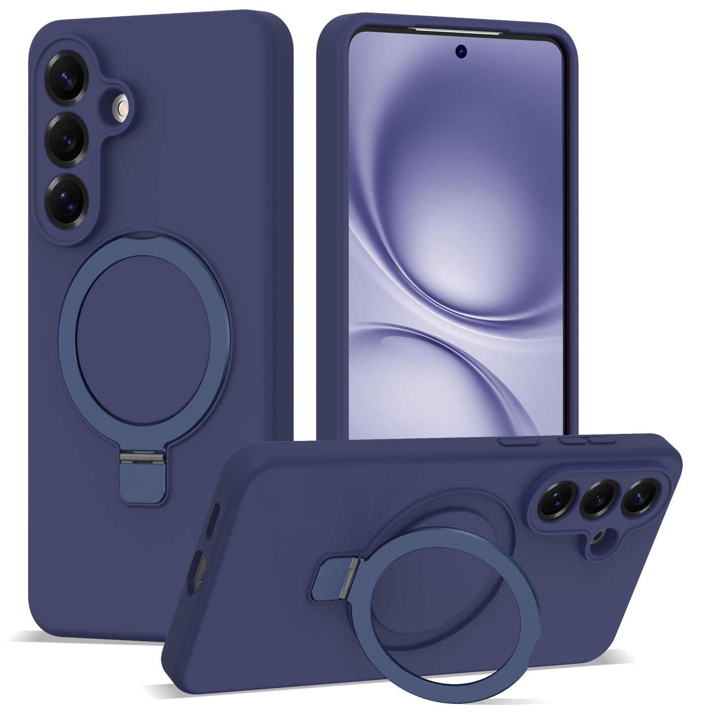 YEMORAN Designed for Samsung Galaxy S26 Case 6.3'' with Magnetic Ring Stand[Compatible with Mag-Safe][Military-Grade Protection] Slim Liquid Silicone