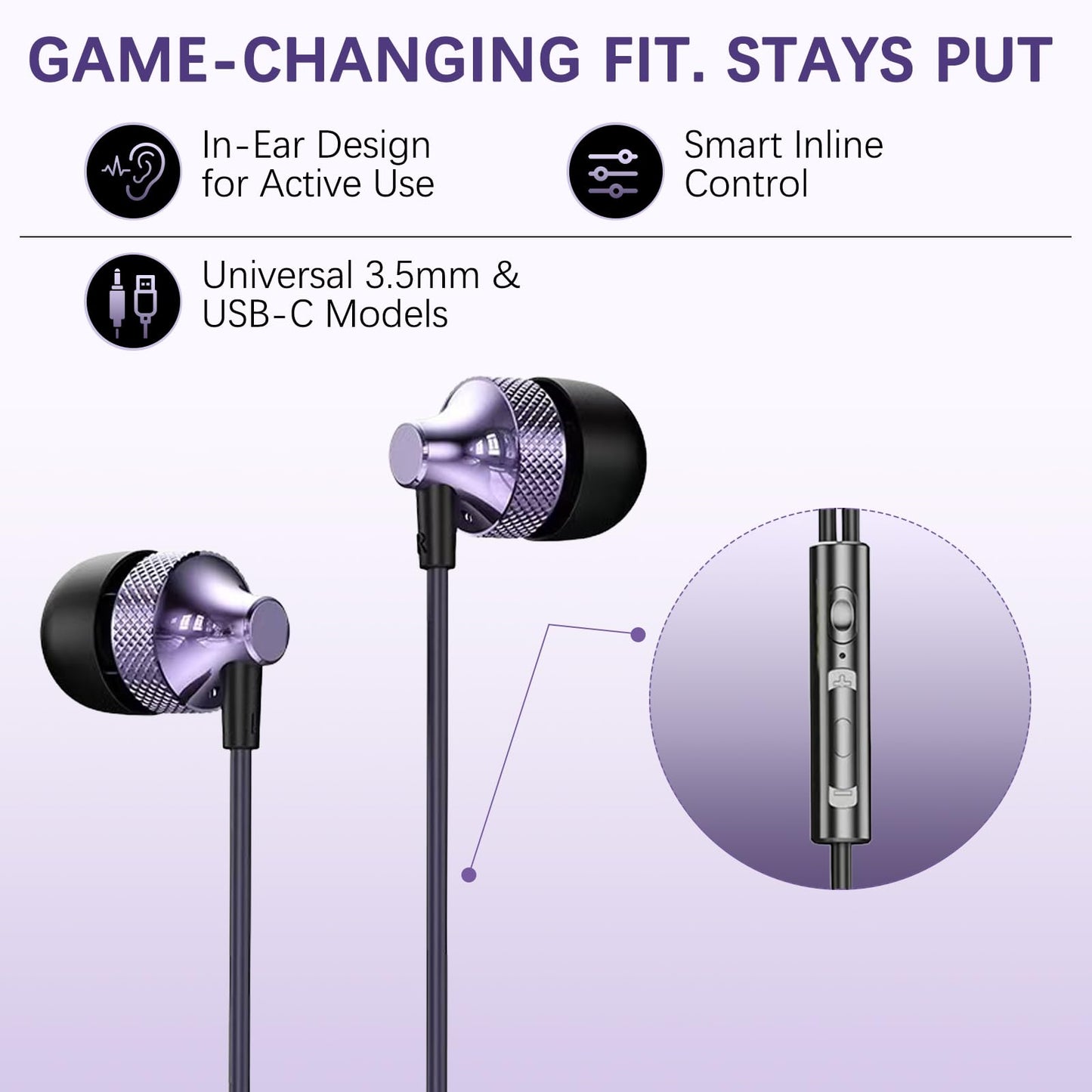Bodykoo Pro Gaming Earphones with Built-in Microphone, 3.5mm & USB-C Options, 10mm Dynamic Driver for Spatial Audio, Smart in-Line Control, Secure…