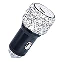 Dual USB Car Charger Bling Bling Handmade Rhinestones Crystal Car Decorations for Fast Charging Car Decors for iPhone, iPad Pro/Air 2/Mini, Samsung