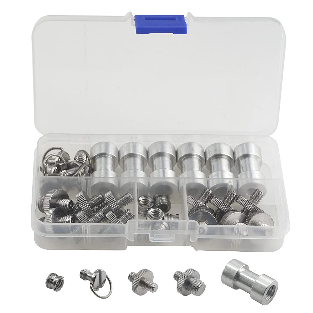 XINMEIWEN 30Pack Camera Screw Set 1/4 Inch and 3/8 Inch Threaded Screws Adapter Hot Shoe Adapter Mount Set for Camera/Tripod/Mono-pod/Light Stand