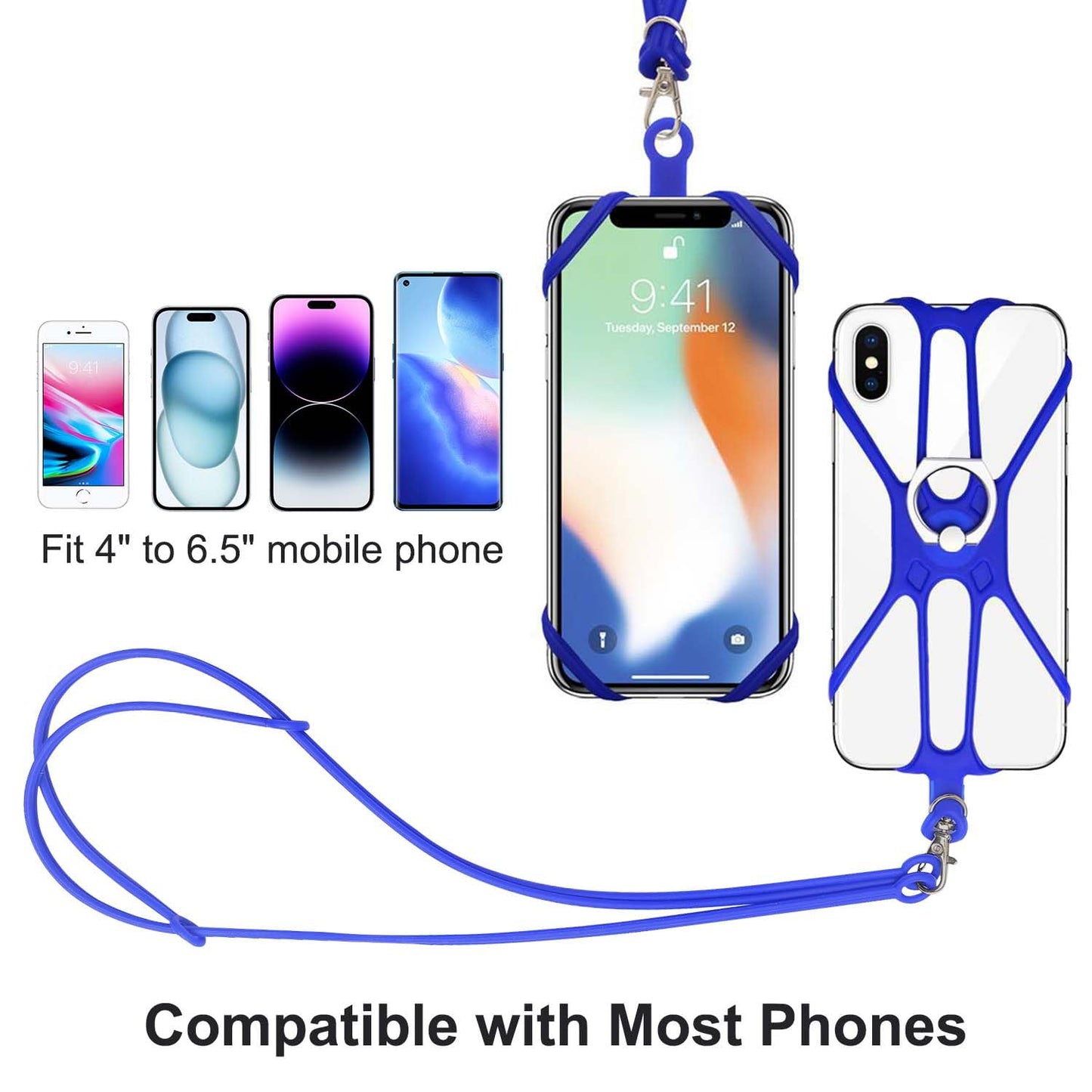 Kinizuxi 2 Packs Cell Phone Lanyard Holder Crossbody Neck Strap with Phone Ring Grip, Universal Smartphone Lanyard for iPhone Lanyards Around the Neck