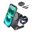Doge&Vollar 3 in 1 Qi2.2 25W MagSafe Wireless Charging Station, Foldable Charger Stand for iPhone 17 16 Pro Max, Apple Watch & AirPods, Fast Low-Heat