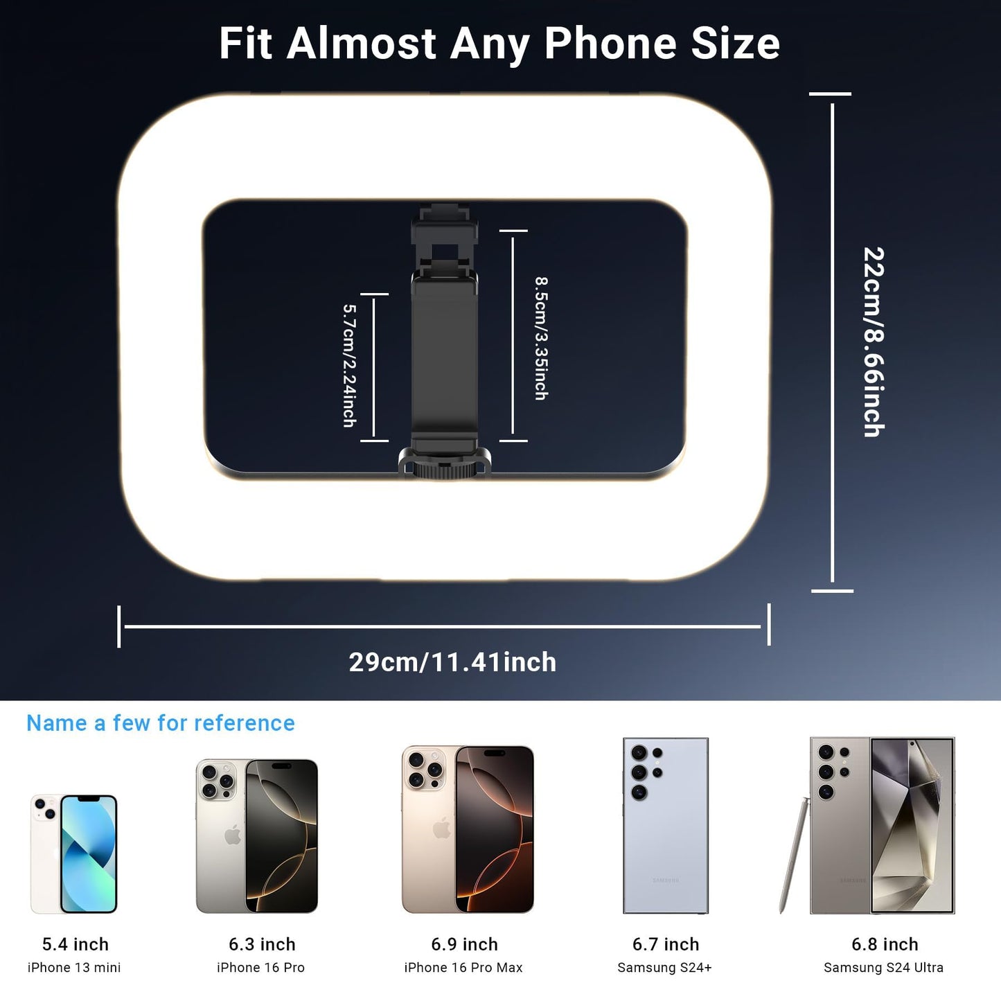 Rechargeable Ring Light Without Stand, Cordless Square Ring Light for 360 Photo Booth Accessories, Phone Video Stabilizer for iPhone with 4000mAh