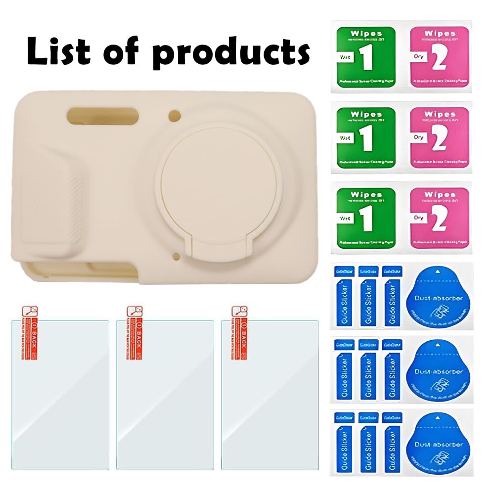 Screen Protector (3+1Pack) Compatible for Kodak PIXPRO FZ55 Digital Camera,Tempered Glass Film Anti-Scratch High Definition and Soft Silicone Case