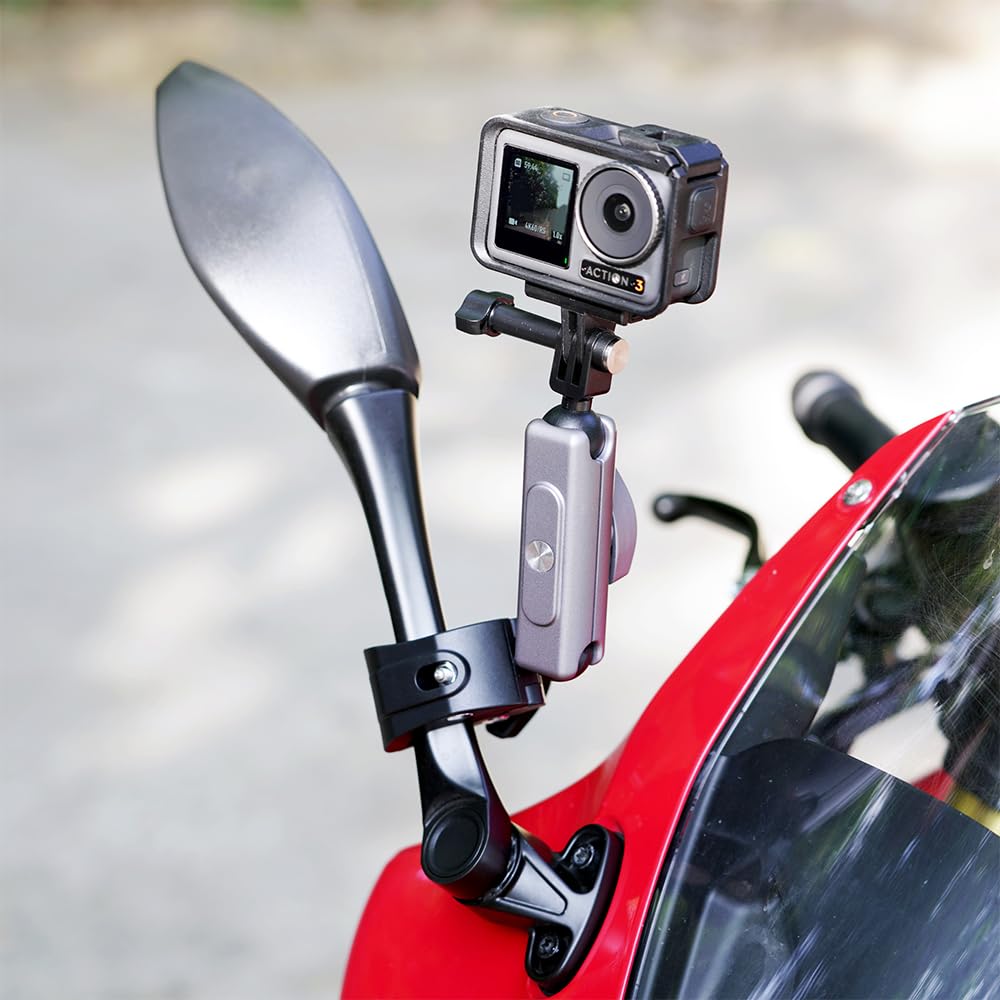 MAXCAM Aluminum Alloy Motorcycle Riding Bracket Clip Compatible for DJI Osmo Action 5/4/3