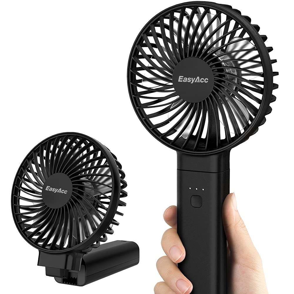 EasyAcc Personal Fans Portable Rechargeable, Washable Guard + Powerful + 180°Foldable + Professional ODM Fan + Durable, 4 Speeds Portable Cooling Fan