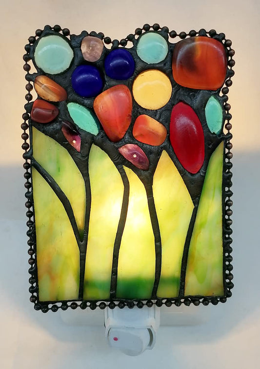 HUIMEIJU Tiffany Glass Night Light - Bedroom, Study, Aisle, Gem, Green Glass