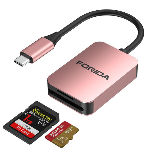 FORIDA SD Card Reader, 2 in 1 Micro SD Card Reader USB C 3.0 High Speed Dual Card Adapter for iPhone/iPad/MacBook/Mac, Memory Card Reader for Computer