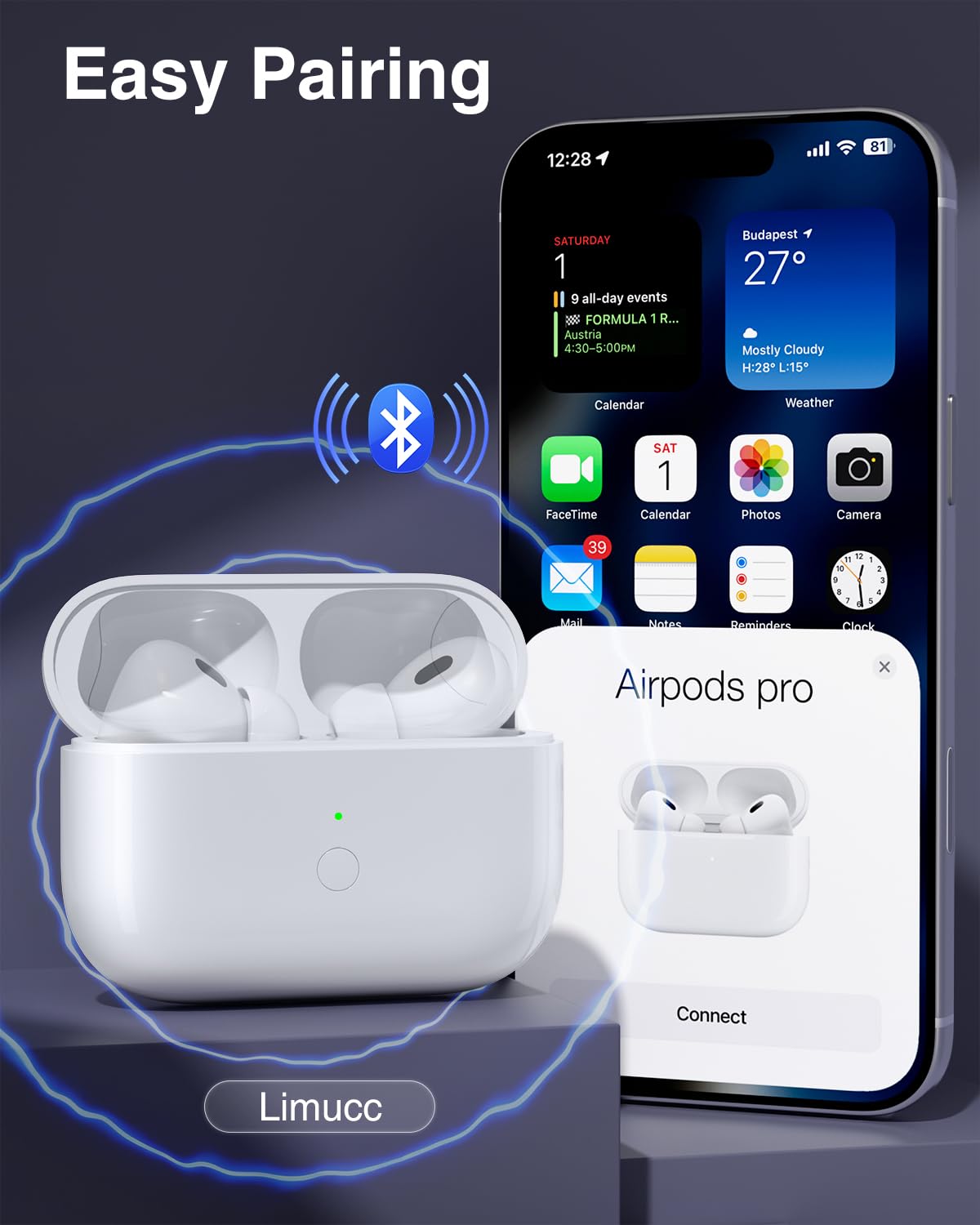 Replacement Charging Case for AirPods Pro (2nd & 1st Gen), Wireless Charging, Fast Pairing, 660mAh Battery,USB-C Charging Port (Earbuds Not Included)