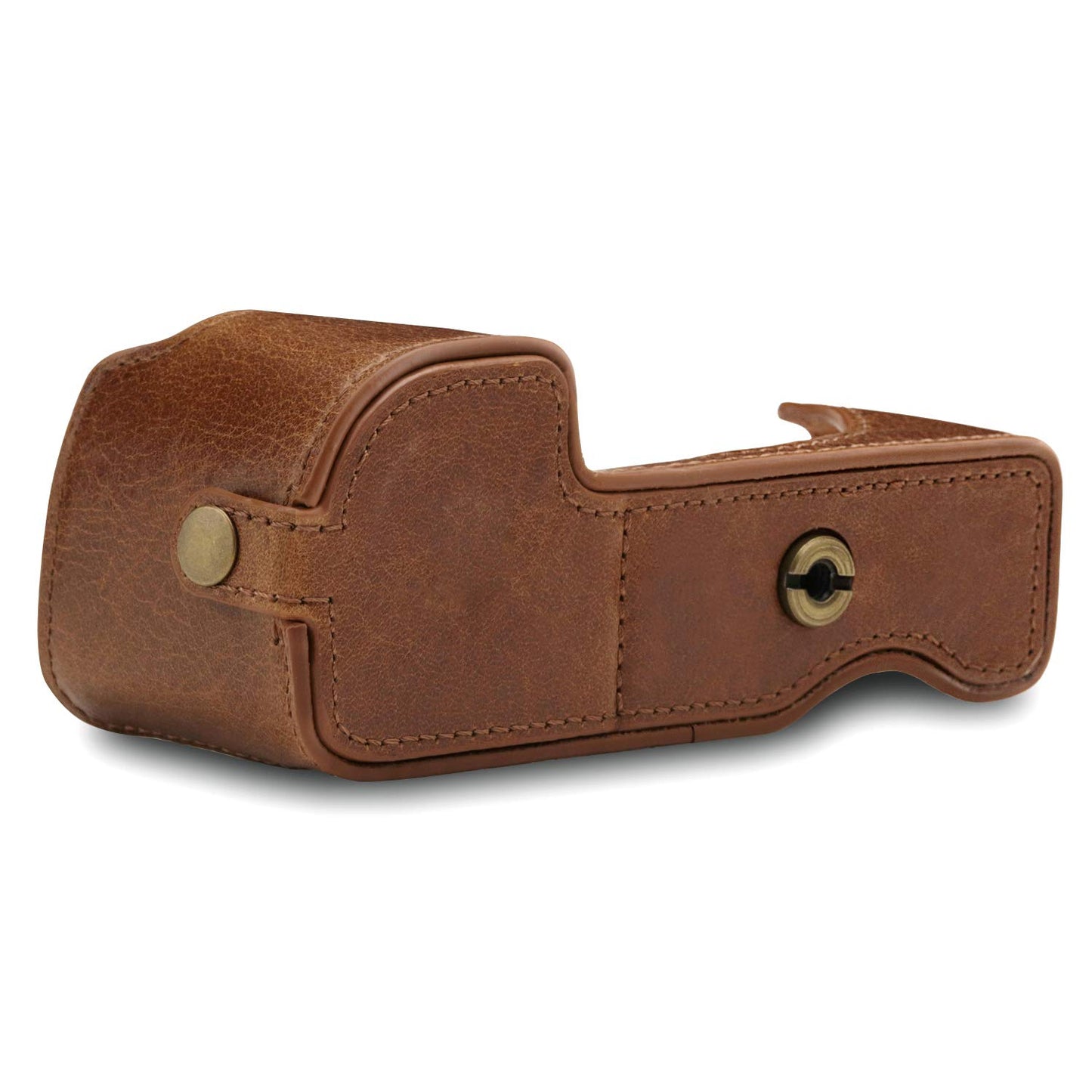 MegaGear MG1642 Ever Ready Genuine Leather Camera Half Case compatible with Sony Alpha A6100, A6400 - Brown