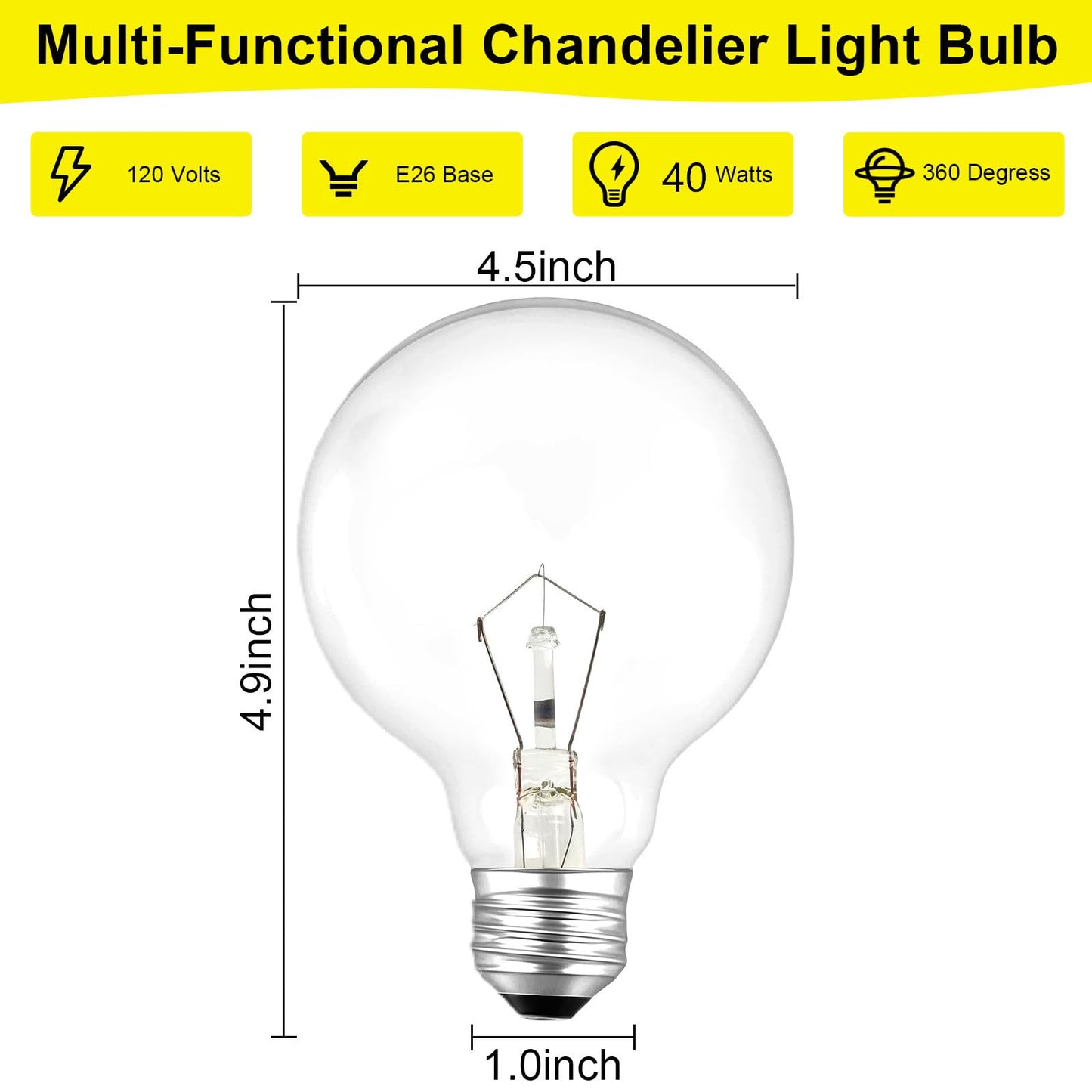 RESISPA ?2 Pack G25 Globe Light Bulbs - 40W Incandescent Light Bulb, G25 Double Life Globe Bulb,2700K Soft White, E26 Base, Dimmable - Crystal Clear