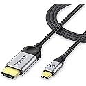 QGeeM USB C to HDMI Cable Adapter 6FT 4K, USB Type C to HDMI Thunderbolt 3/4 Compatible for iPhone 16, Galaxy, MacBook Pro/air, IPad pro, Surface,Dell