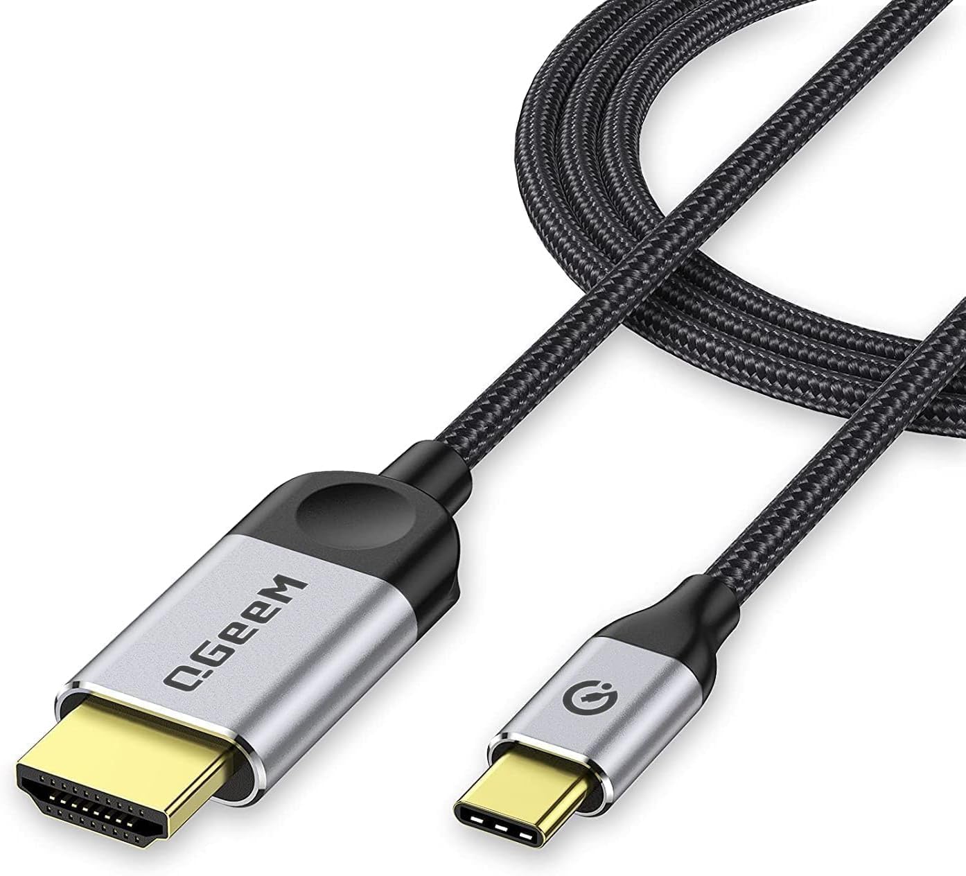 QGeeM USB C to HDMI Cable Adapter 6FT 4K, USB Type C to HDMI Thunderbolt 3/4 Compatible for iPhone 16, Galaxy, MacBook Pro/air, IPad pro, Surface,Dell