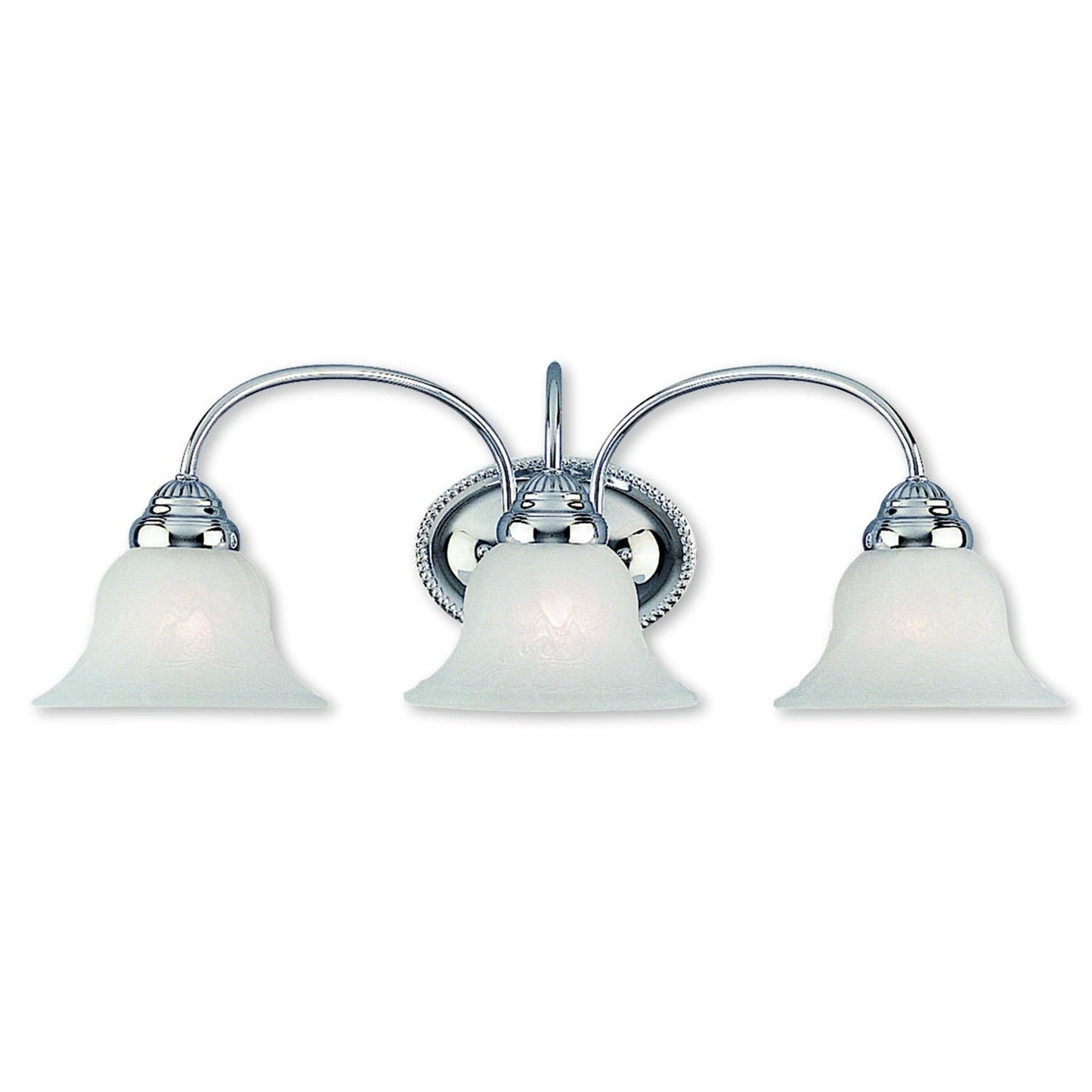Livex Lighting 1533-05 Edgemont 3 Light Wall Sconce Chrome with White Alabaster Glass, 23.5 x 8.75 x 8