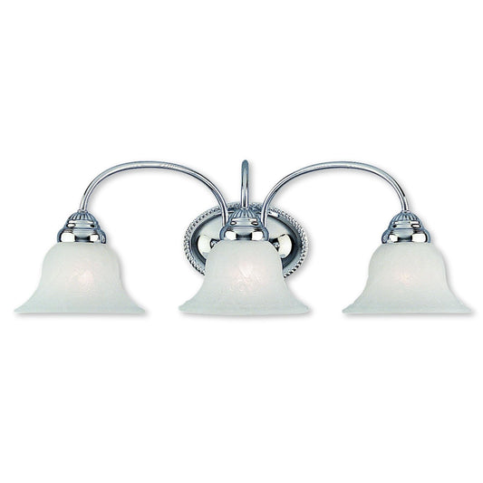 Livex Lighting 1533-05 Edgemont 3 Light Wall Sconce Chrome with White Alabaster Glass, 23.5 x 8.75 x 8