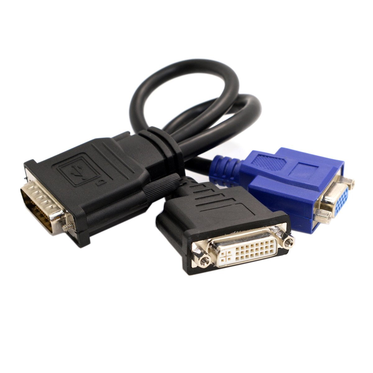 cablecc DMS-59 Male to DVI 24+5 Female & VGA RG 15pin Female Splitter Extension 15cm