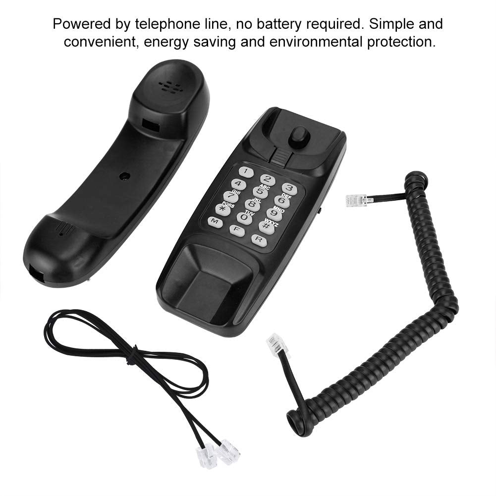 Serounder Corded Landline Phone, Wired Desktop Fixed Telephone with Last Number Redial, Flash/Mute Function, Big for Home Office Kitchen(Black)