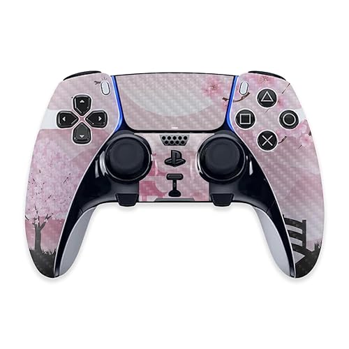 MightySkins Carbon Fiber Skin Compatible with PS5 DualSense Edge Controller - Cherry Blossom Dream Protective, Durable Textured Carbon Fiber Finish