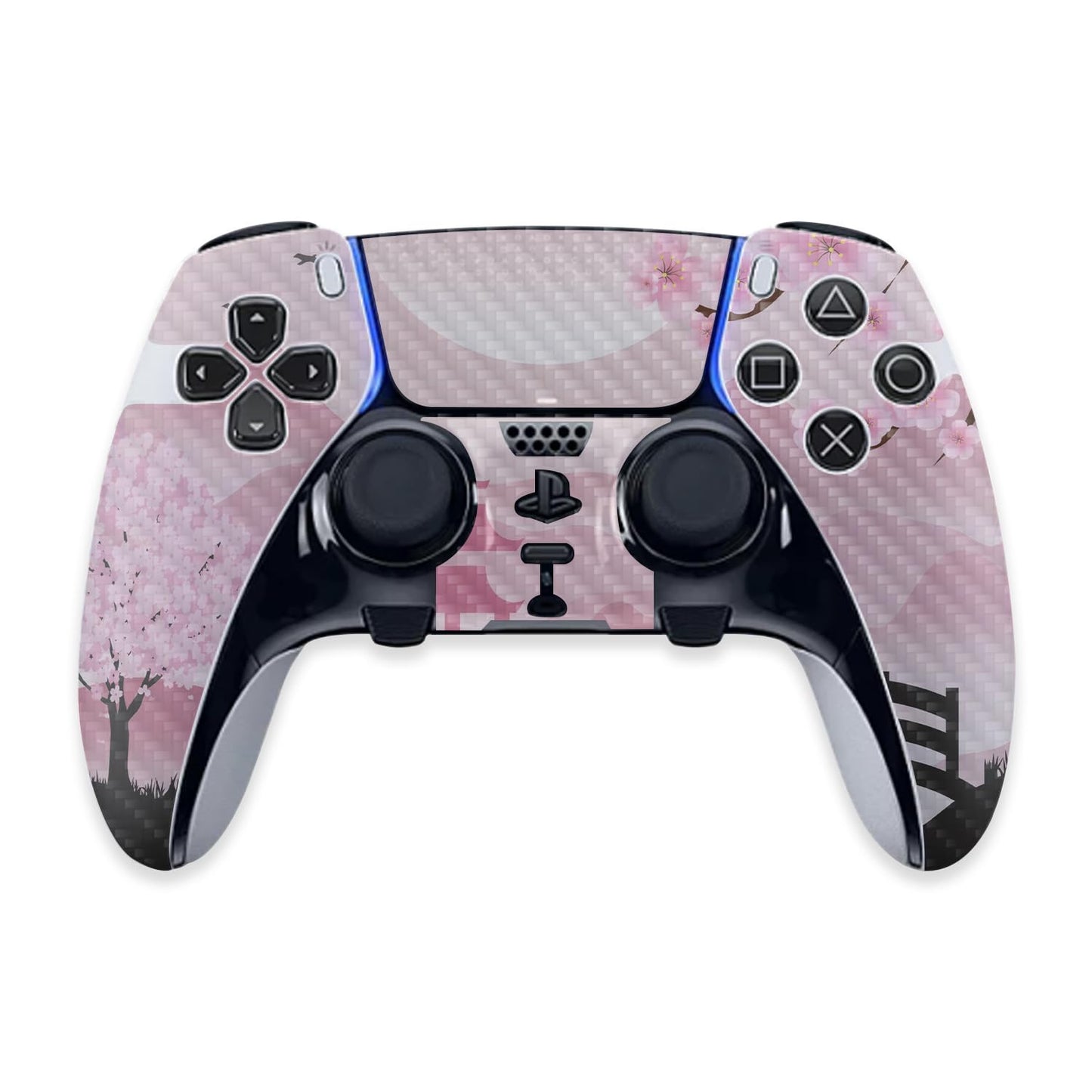 MightySkins Carbon Fiber Skin Compatible with PS5 DualSense Edge Controller - Cherry Blossom Dream Protective, Durable Textured Carbon Fiber Finish