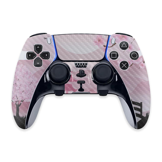 MightySkins Carbon Fiber Skin Compatible with PS5 DualSense Edge Controller - Cherry Blossom Dream Protective, Durable Textured Carbon Fiber Finish