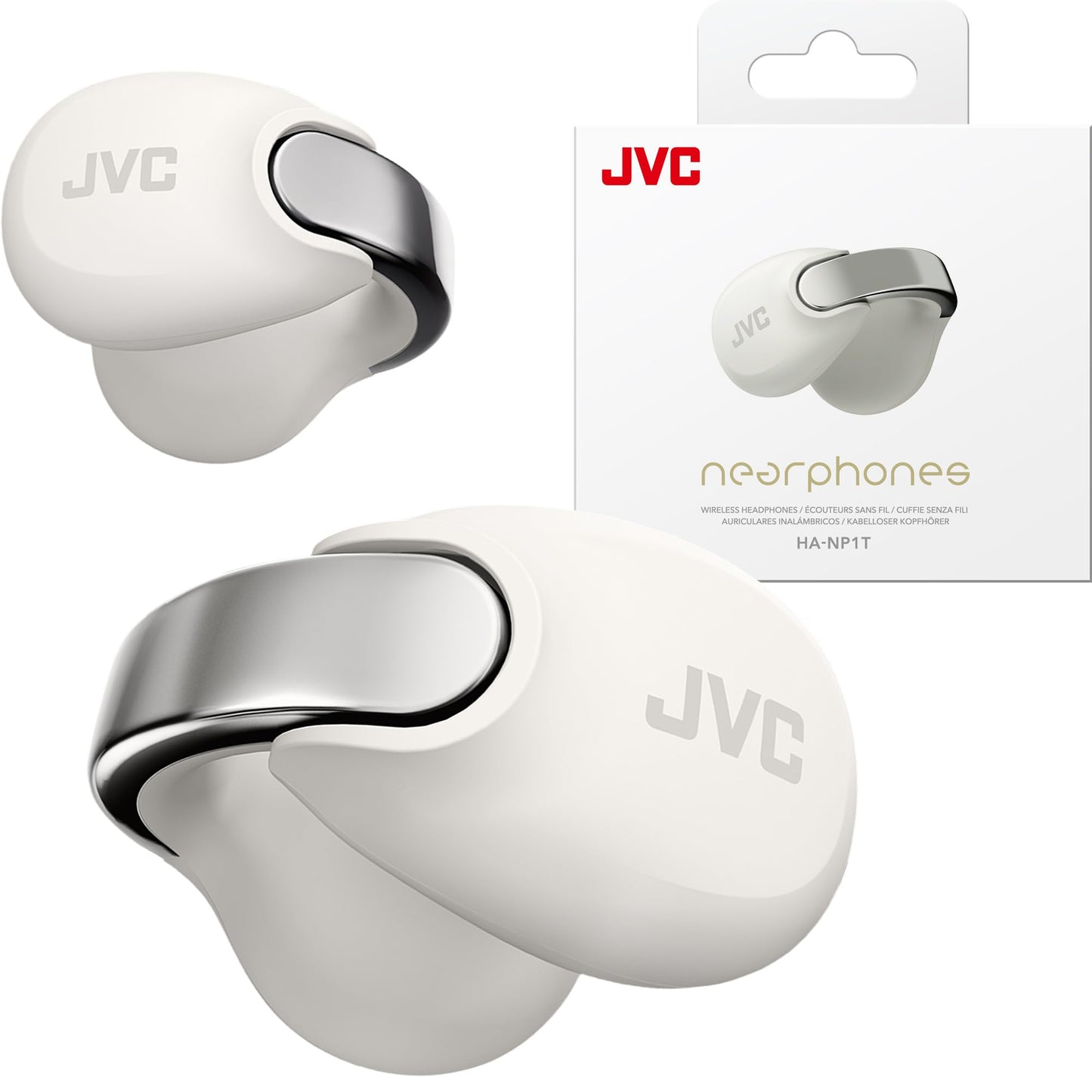 JVC Nearphones HANP1TW Open Ear True Wireless Headphones, White