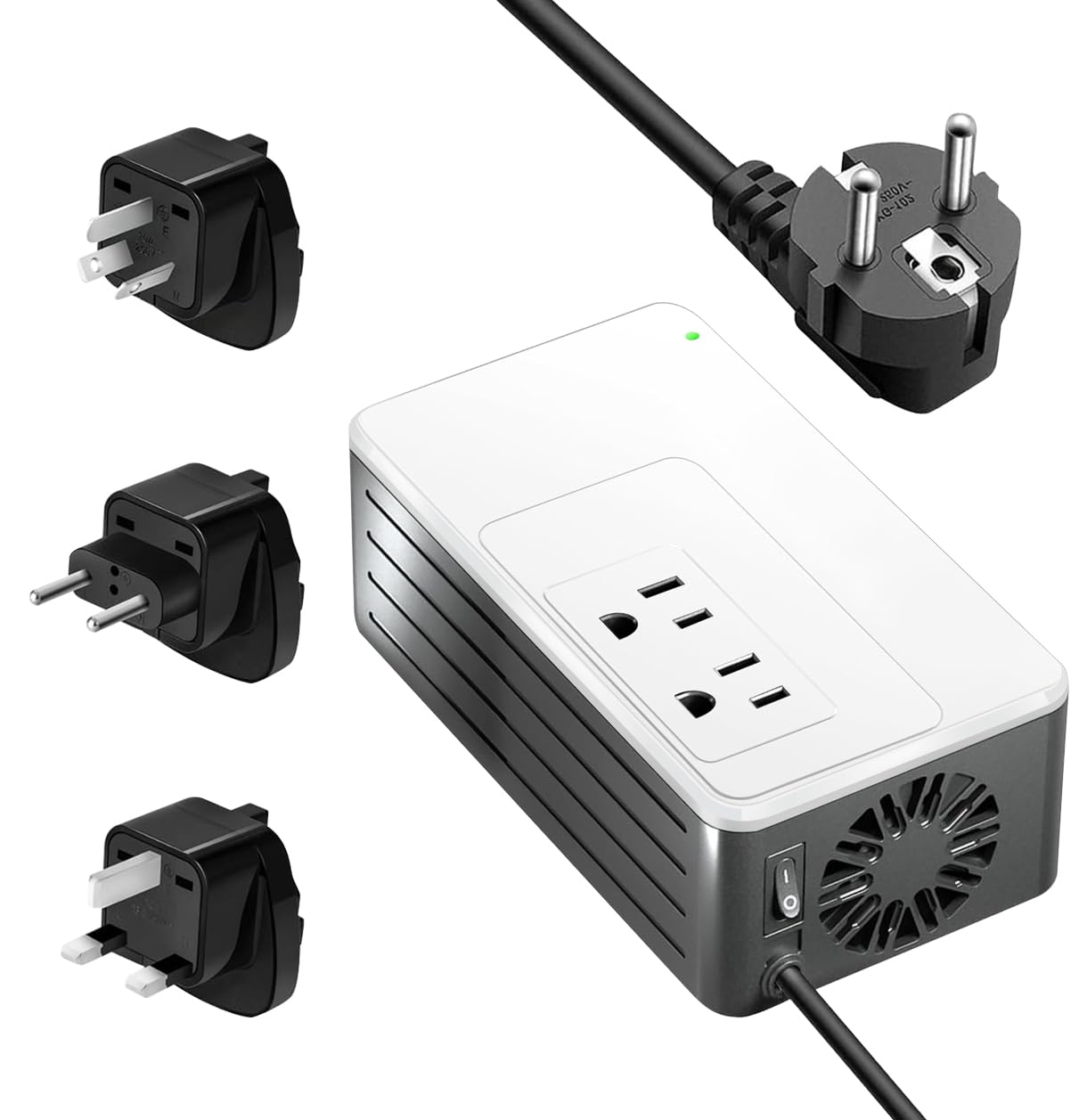 1200W Universal Travel Adapter Converter Step-Down 220V to 110V, 2 lbs Light Weight, Stable Pure Sine Wave, for Hair dryers, straighteners, Curling…