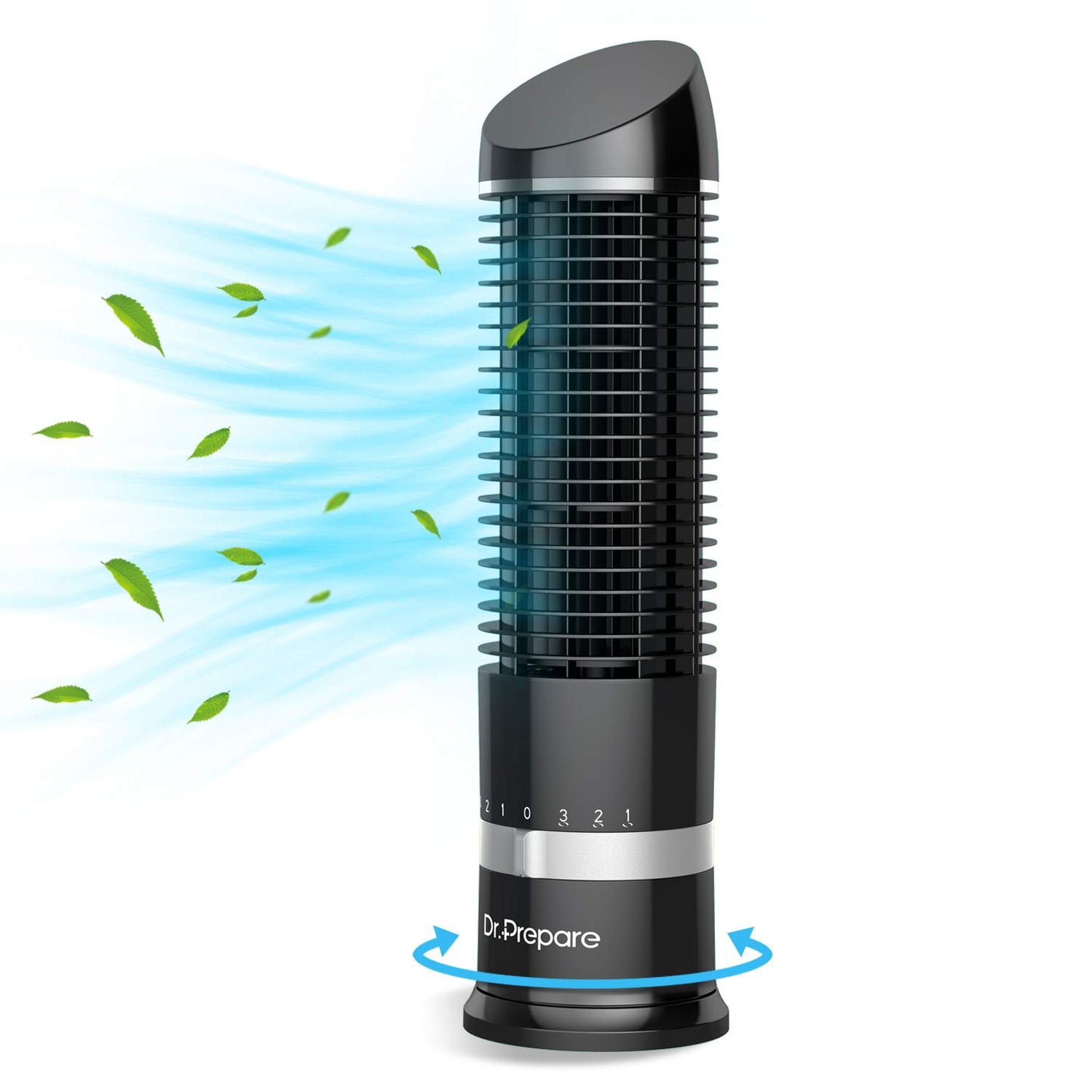 DR.PREPARE Oscillating Tower Fan, Desk Table Fan with 3 Speeds, Quiet Cooling, 60° Oscillation, 16 Inch Personal Small Bladeless for Bedroom Home