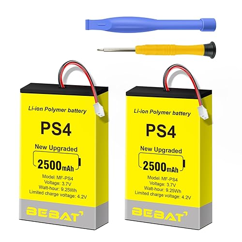BEBAT 2pcs PS4 Controller Battery,2500mAh Replacement for PS4 Pro Slim Controller 2016 (or Newer) CUH-ZCT2 or CUH-ZCT2U with Tool Kits,NOT Compatible