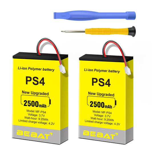 BEBAT 2pcs PS4 Controller Battery,2500mAh Replacement for PS4 Pro Slim Controller 2016 (or Newer) CUH-ZCT2 or CUH-ZCT2U with Tool Kits,NOT Compatible