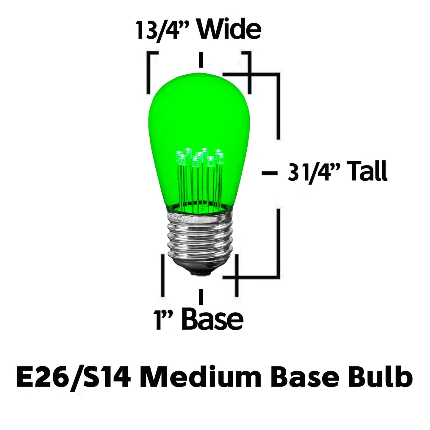 Novelty Lights 5 Pack Green LED S14 Outdoor Patio Edison Replacement Bulbs