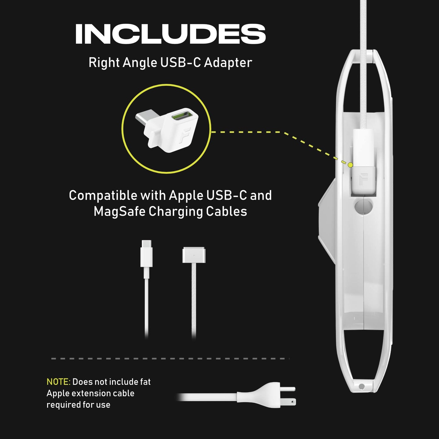 Fuse Reel Side Winder MacBook Charger Organizer Compatible with USB-C and MagSafe Apple Adapter - Travel Essential and Desk Cord Case and Cable