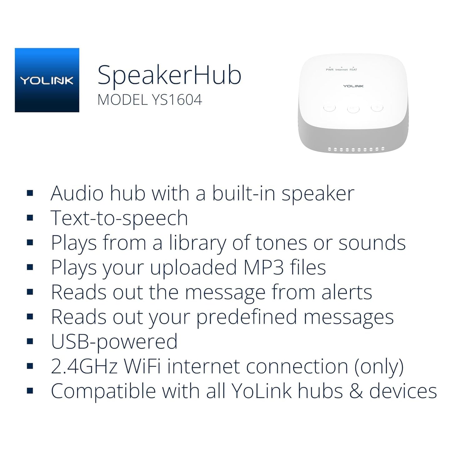 YoLink LoRa Smart Outdoor Contact Sensor & SpeakerHub Starter Kit: SpeakerHub Audio hub, (2) Gate & Shed Door Sensors, Email/SMS/Push Alerts, 1/4 Mile