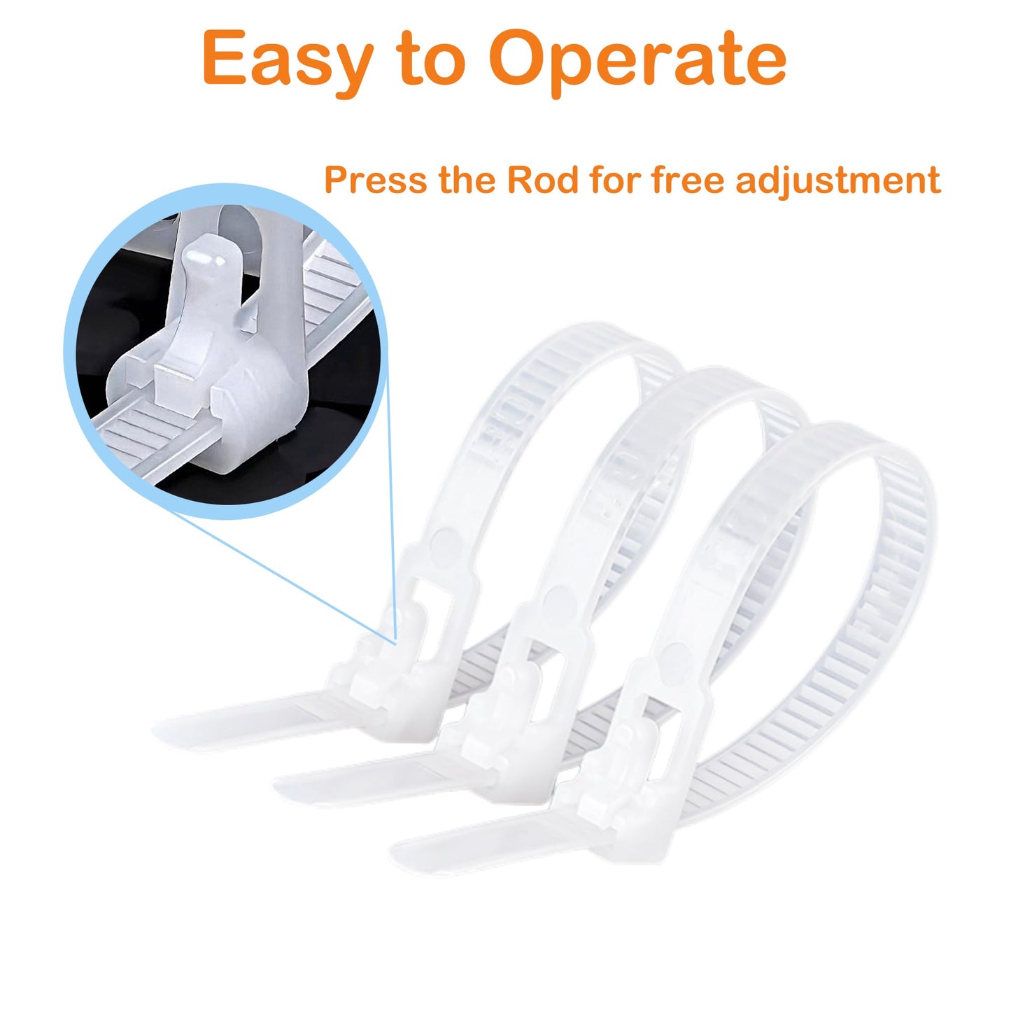 MyyYiTar 300 Pcs Reusable Zip Ties 0.19 x 8 inch Adjustable Plastic Zipper Straps Bundling for Cable Wire Tube Sleeve Conduit,White
