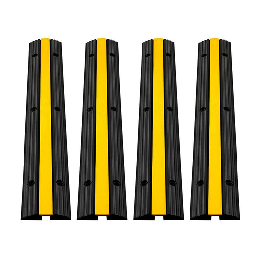 VEVOR 4 Pack of 1-Channel Rubber Cable Protector Ramps Heavy Duty 18000Lbs Load Capacity Cable Wire Cord Cover Ramp Speed Bump Driveway Hose Cable